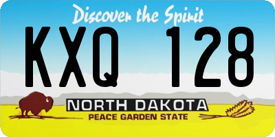 ND license plate KXQ128