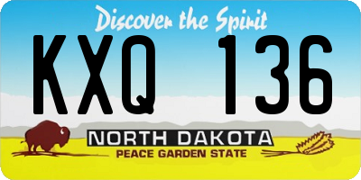 ND license plate KXQ136