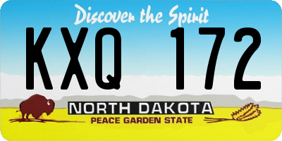 ND license plate KXQ172