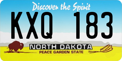 ND license plate KXQ183