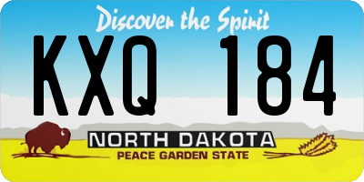 ND license plate KXQ184