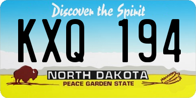 ND license plate KXQ194