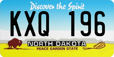 ND license plate KXQ196