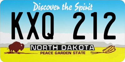 ND license plate KXQ212