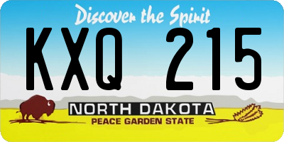 ND license plate KXQ215