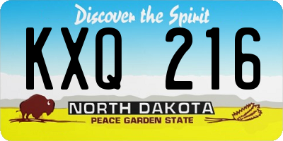 ND license plate KXQ216