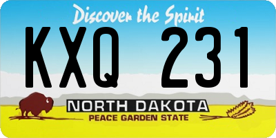 ND license plate KXQ231