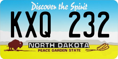 ND license plate KXQ232