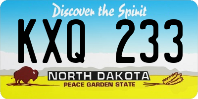 ND license plate KXQ233