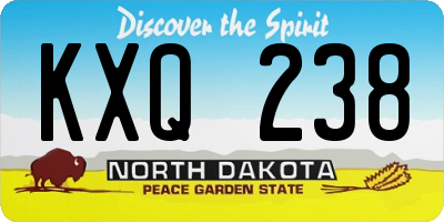 ND license plate KXQ238