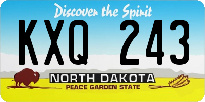 ND license plate KXQ243