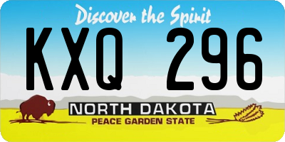ND license plate KXQ296
