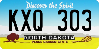 ND license plate KXQ303