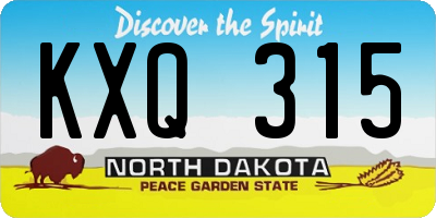 ND license plate KXQ315