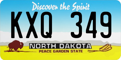 ND license plate KXQ349