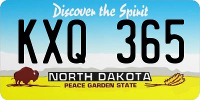 ND license plate KXQ365