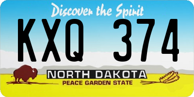 ND license plate KXQ374