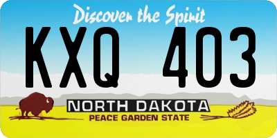 ND license plate KXQ403