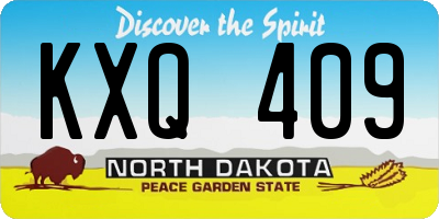 ND license plate KXQ409