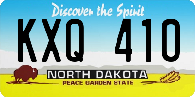 ND license plate KXQ410