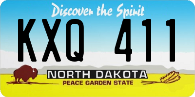 ND license plate KXQ411