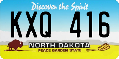 ND license plate KXQ416