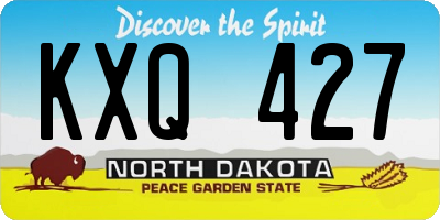 ND license plate KXQ427