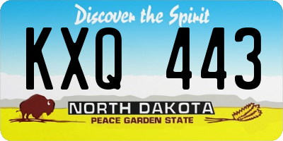 ND license plate KXQ443