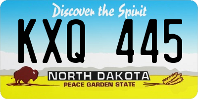 ND license plate KXQ445