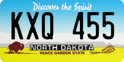 ND license plate KXQ455