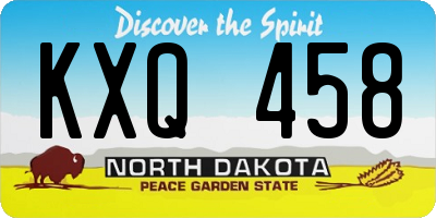 ND license plate KXQ458