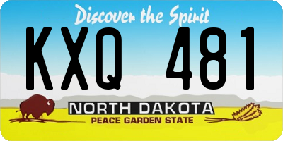 ND license plate KXQ481