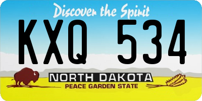 ND license plate KXQ534