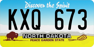 ND license plate KXQ673