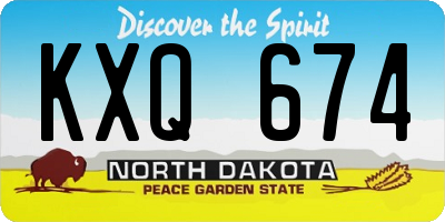 ND license plate KXQ674