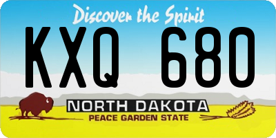 ND license plate KXQ680
