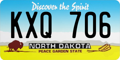 ND license plate KXQ706