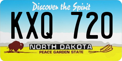 ND license plate KXQ720