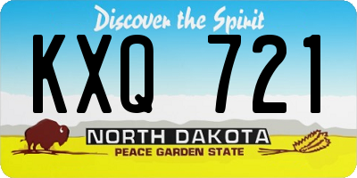ND license plate KXQ721