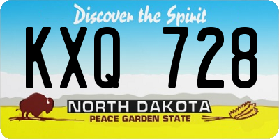 ND license plate KXQ728