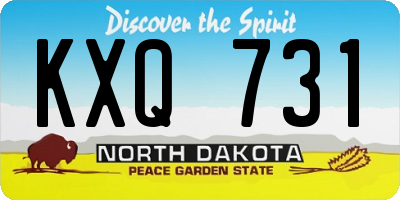 ND license plate KXQ731