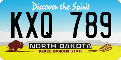 ND license plate KXQ789