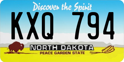 ND license plate KXQ794
