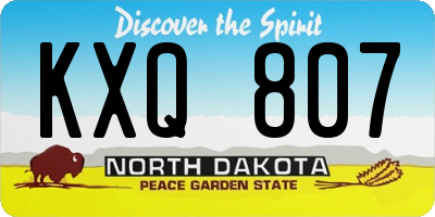 ND license plate KXQ807