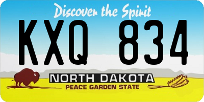ND license plate KXQ834