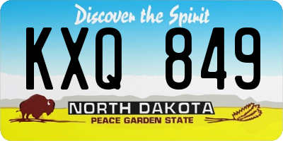 ND license plate KXQ849