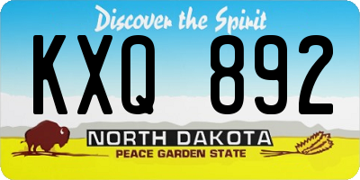 ND license plate KXQ892