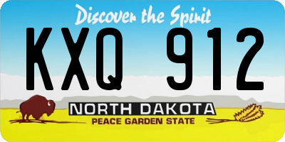 ND license plate KXQ912