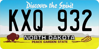 ND license plate KXQ932