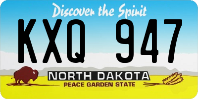 ND license plate KXQ947